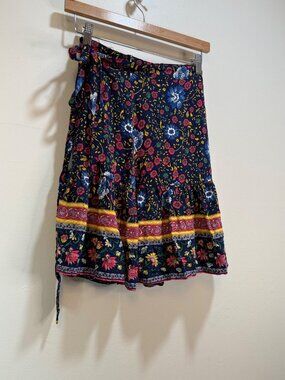 Floral Boho Wrap Skirt Colorful Whimsy Fairy Indie Sleaze Festival Swishy